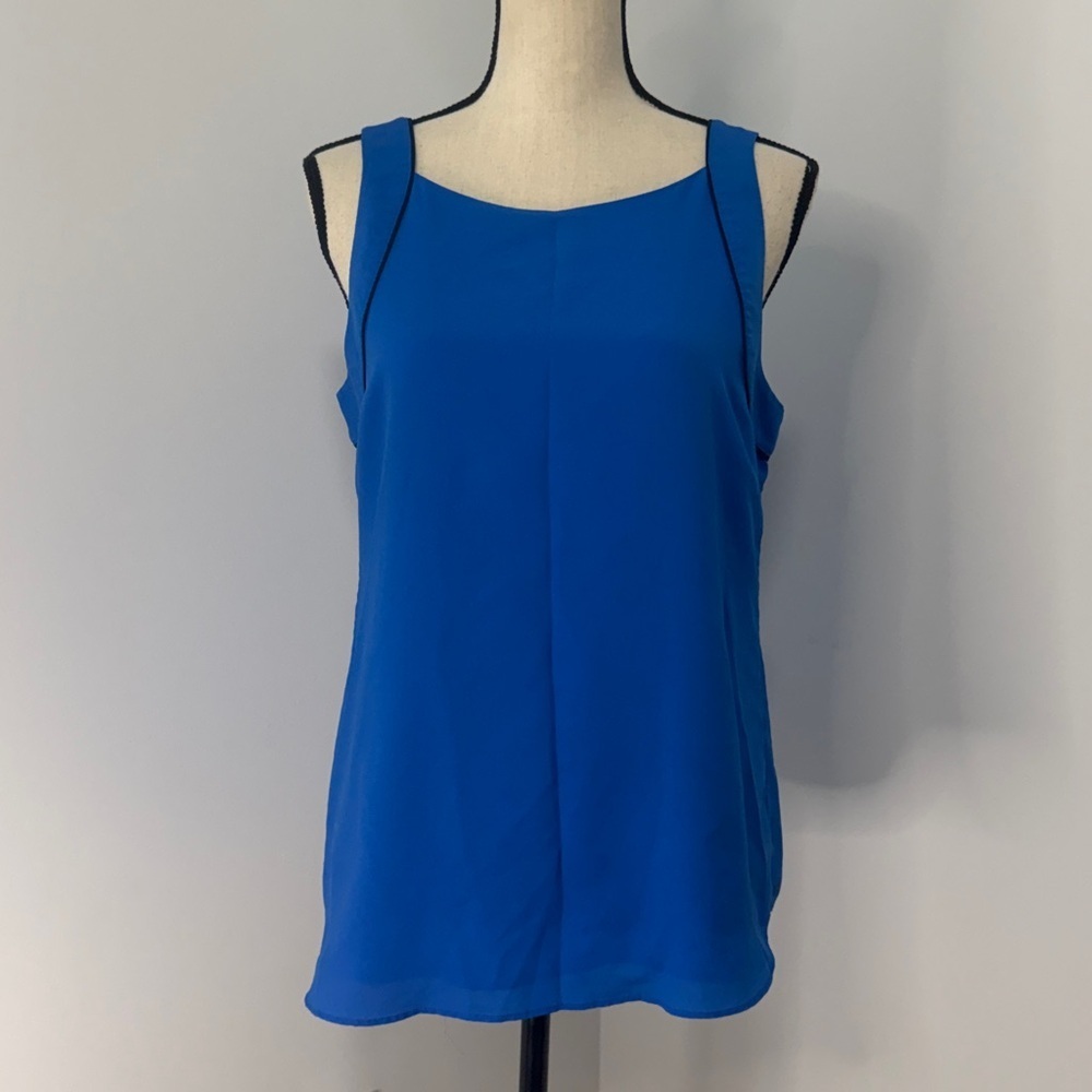 Banana Republic Royal Blue Sleeveless Blouse with Black Trim.  Sz M